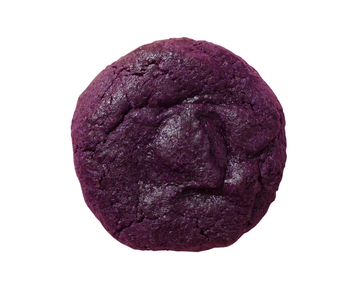 Purple cookie on a white background